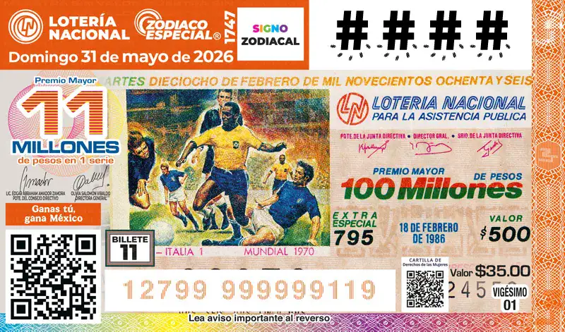 Imagen editorial de apoyo para la nota: Lotería Nacional suma cachitos mundialistas de México 1970 y Argentina 1978