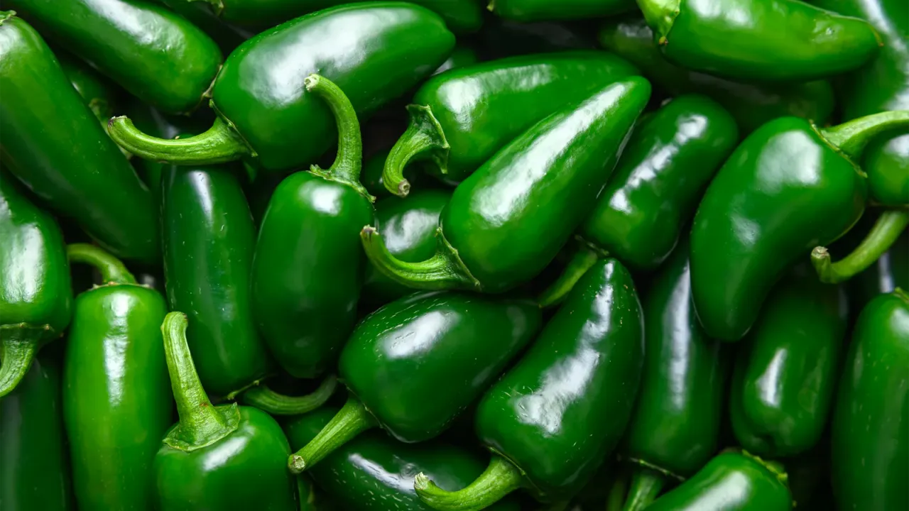Chiles jalapeños frescos sobre una mesa de cocina