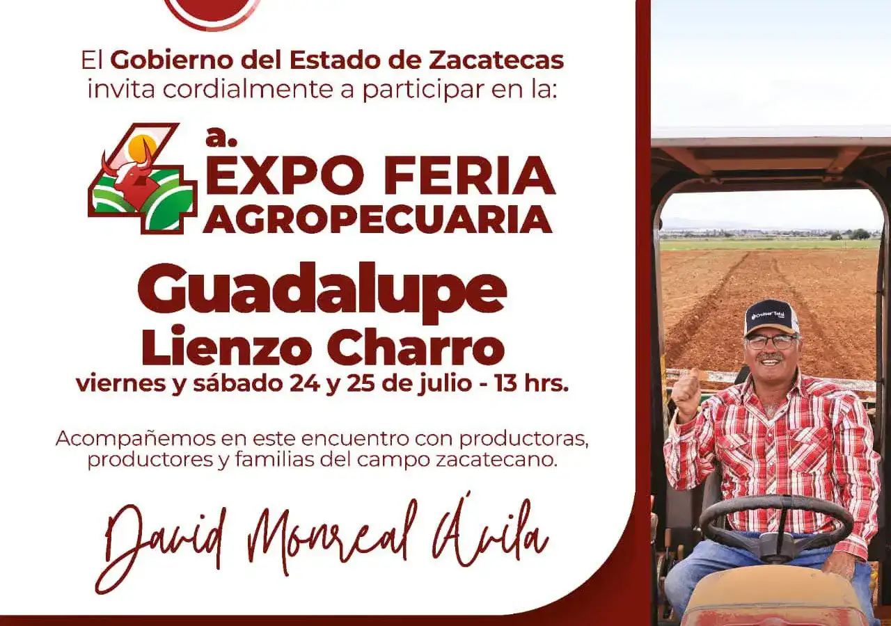 Expo Feria Agropecuaria Guadalupe 2026 con tractor y productores