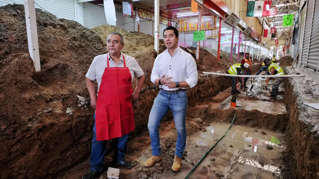 Obra de rehabilitación en el Mercado Escobedo de Querétaro