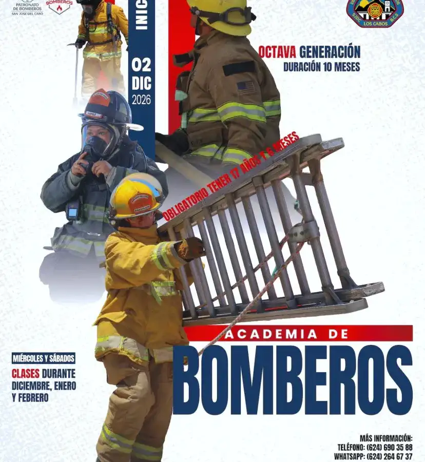 Aspirantes a bomberos durante una evaluación física en San José del Cabo