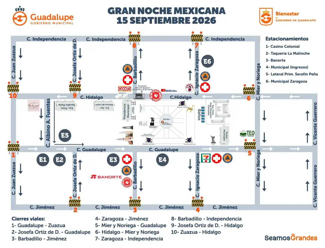 Personas reunidas en la Plaza Principal de Guadalupe durante una celebración