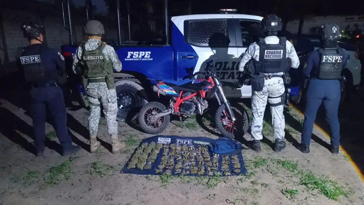 Paquetes de marihuana incautados por policías estatales en Irapuato.