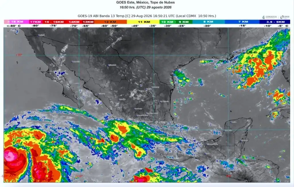 Mapa meteorológico con trayectoria de posible ciclón en el Pacífico