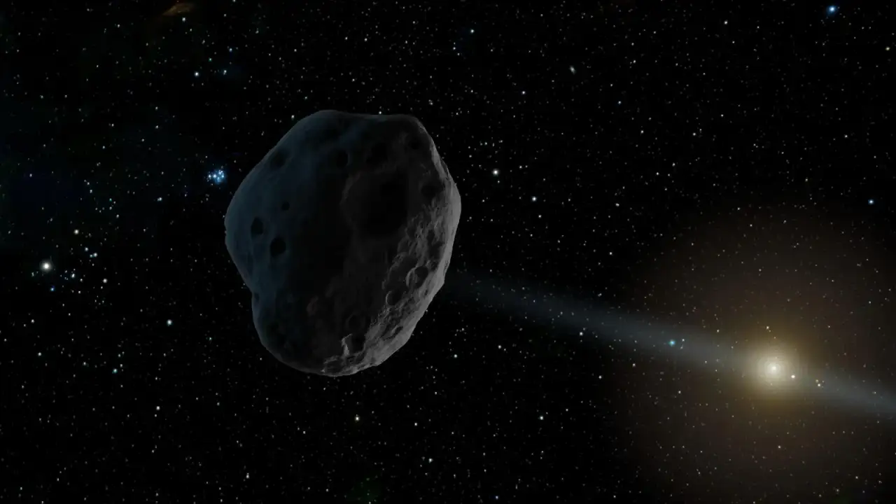 Imagen de un cometa con una cola tenue