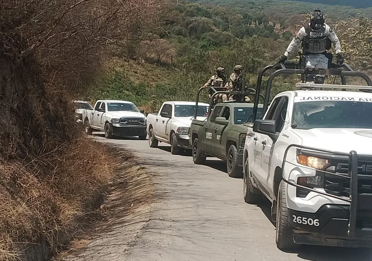 Autoridades de seguridad durante un operativo en zona rural de Guerrero