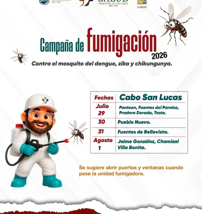 Unidad de fumigación en colonia de Cabo San Lucas