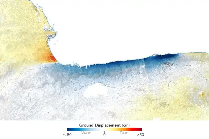 Mapa de desplazamiento del suelo en Venezuela generado por satélite NISAR