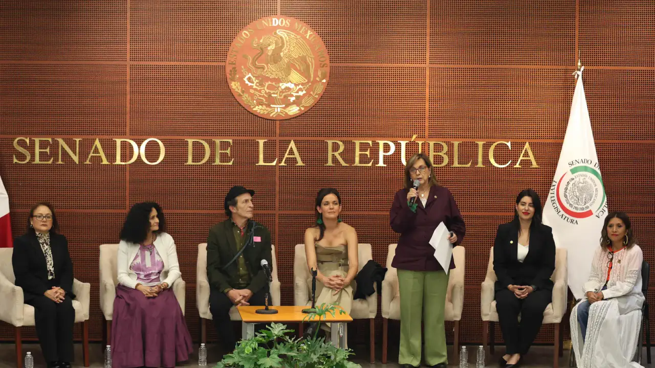 Senadora Martha Lucía Mícher Camarena durante la presentación de la película Juana en el Senado