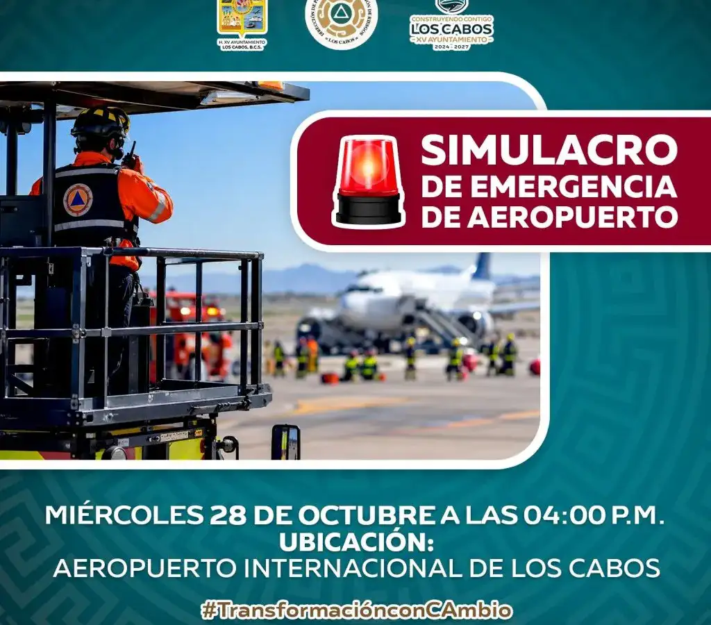Unidades de emergencia y personal de auxilio durante un simulacro aeroportuario