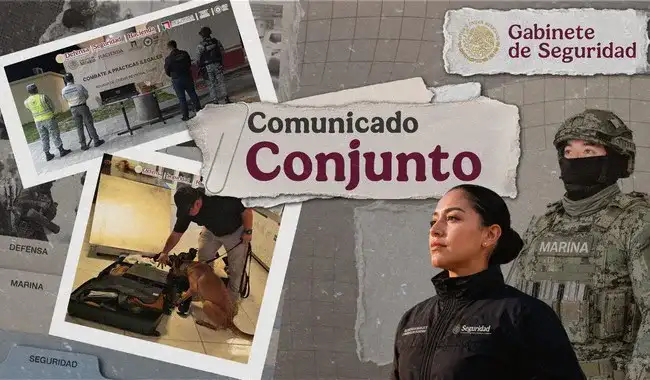 Agentes de seguridad durante una revisión en una aduana fronteriza