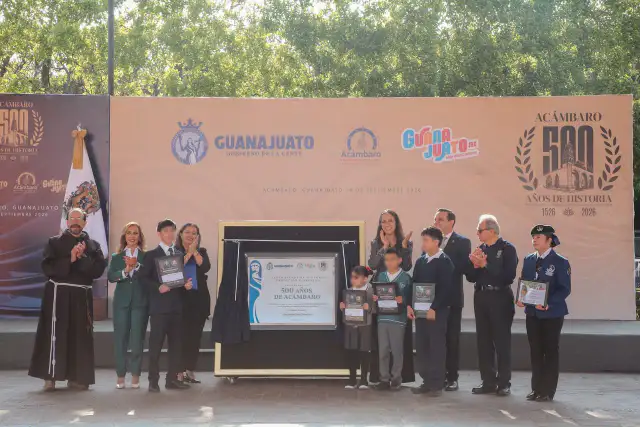 Gobernadora de Guanajuato durante la ceremonia por los 500 años de Acámbaro