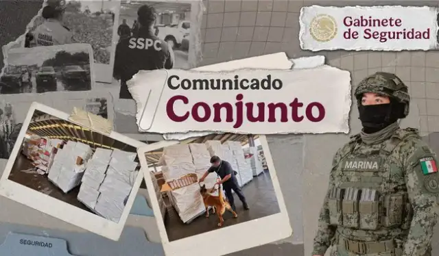 Contenedor de carga en el puerto de Lázaro Cárdenas durante un operativo aduanal