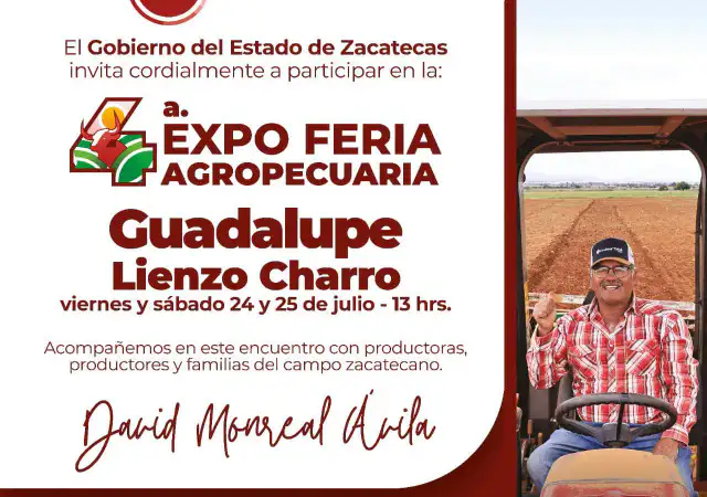 Expo Feria Agropecuaria Guadalupe 2026 con tractor y productores