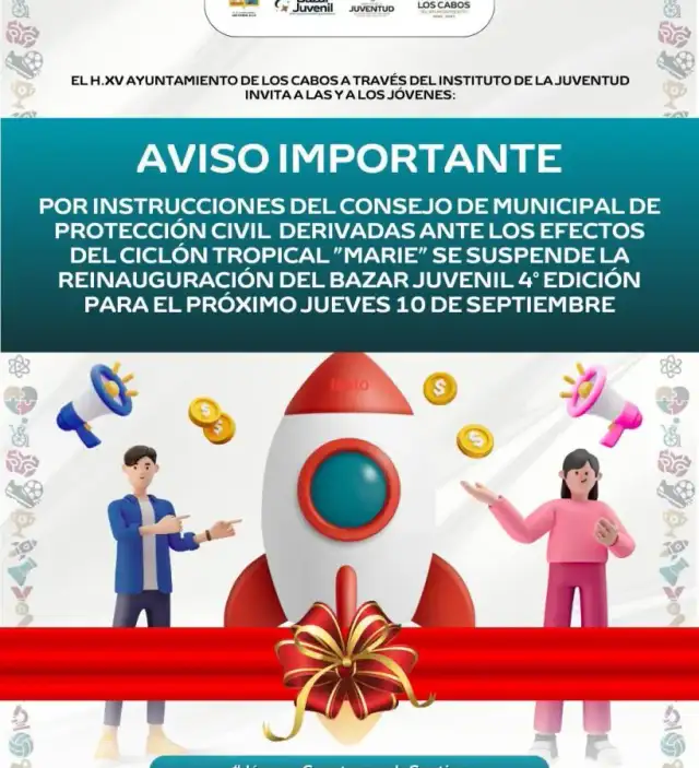 Jóvenes emprendedores en un bazar al aire libre en Los Cabos