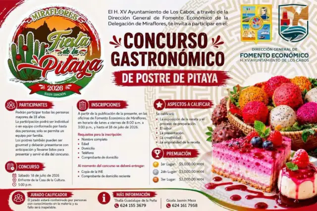 Cartel del Concurso Gastronómico de Postre de Pitahaya en Miraflores