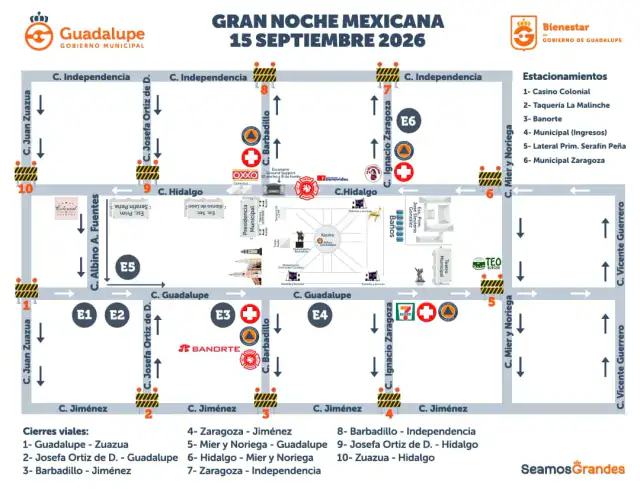 Personas reunidas en la Plaza Principal de Guadalupe durante una celebración