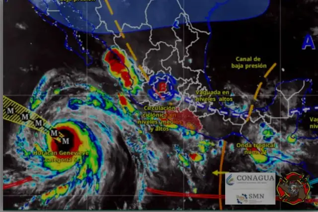 Mapa de Guerrero con regiones en alerta por lluvias y vientos