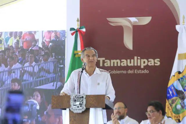 Gobernador de Tamaulipas en evento de inicio de construcción de libramiento en El Mante