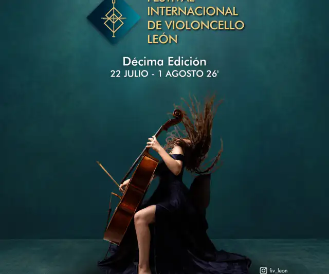 Cartel del Festival Internacional del Violoncello León con logotipo y fechas