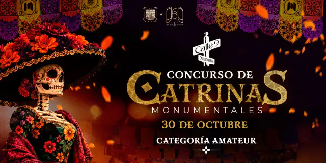 Catrinas monumentales elaboradas con piñata en exhibición durante el Día de Muertos