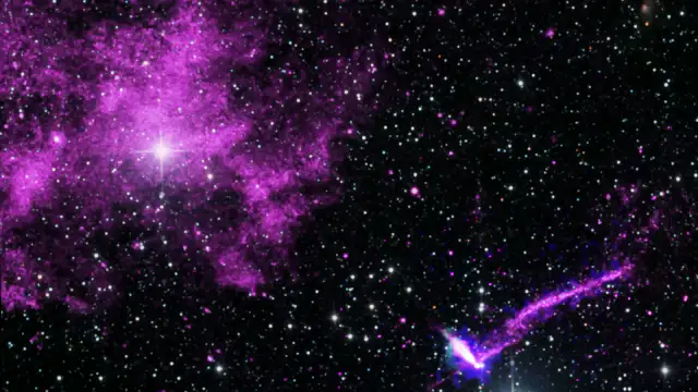 Imagen compuesta de la Nebulosa Faro con datos de rayos X de Chandra e IXPE y radio del ATCA