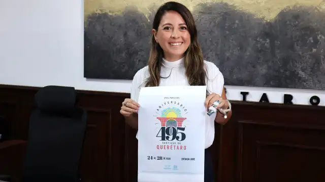 Cartel de actividades del 495 aniversario de Querétaro con fondos históricos