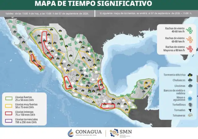 Fachada de escuela con lluvia en Baja California Sur