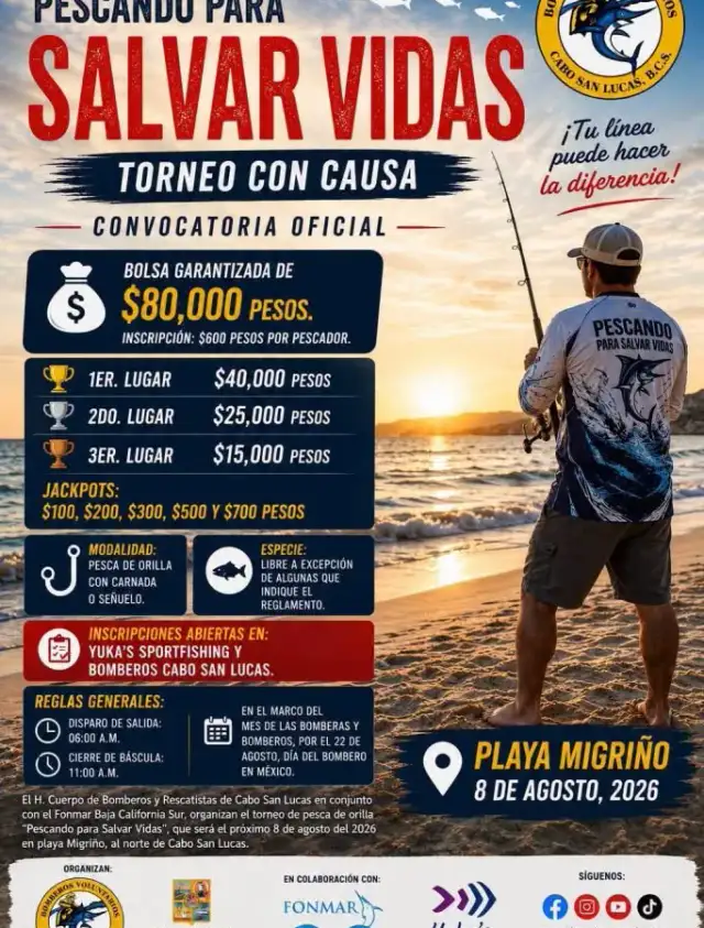 Bomberos de Cabo San Lucas presentan torneo de pesca en playa