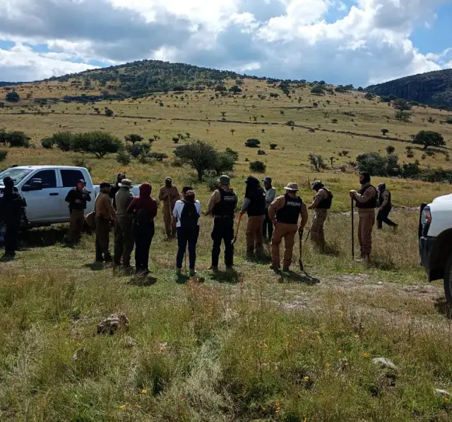 Equipos de búsqueda y colectivos durante un operativo en una zona urbana de Zacatecas