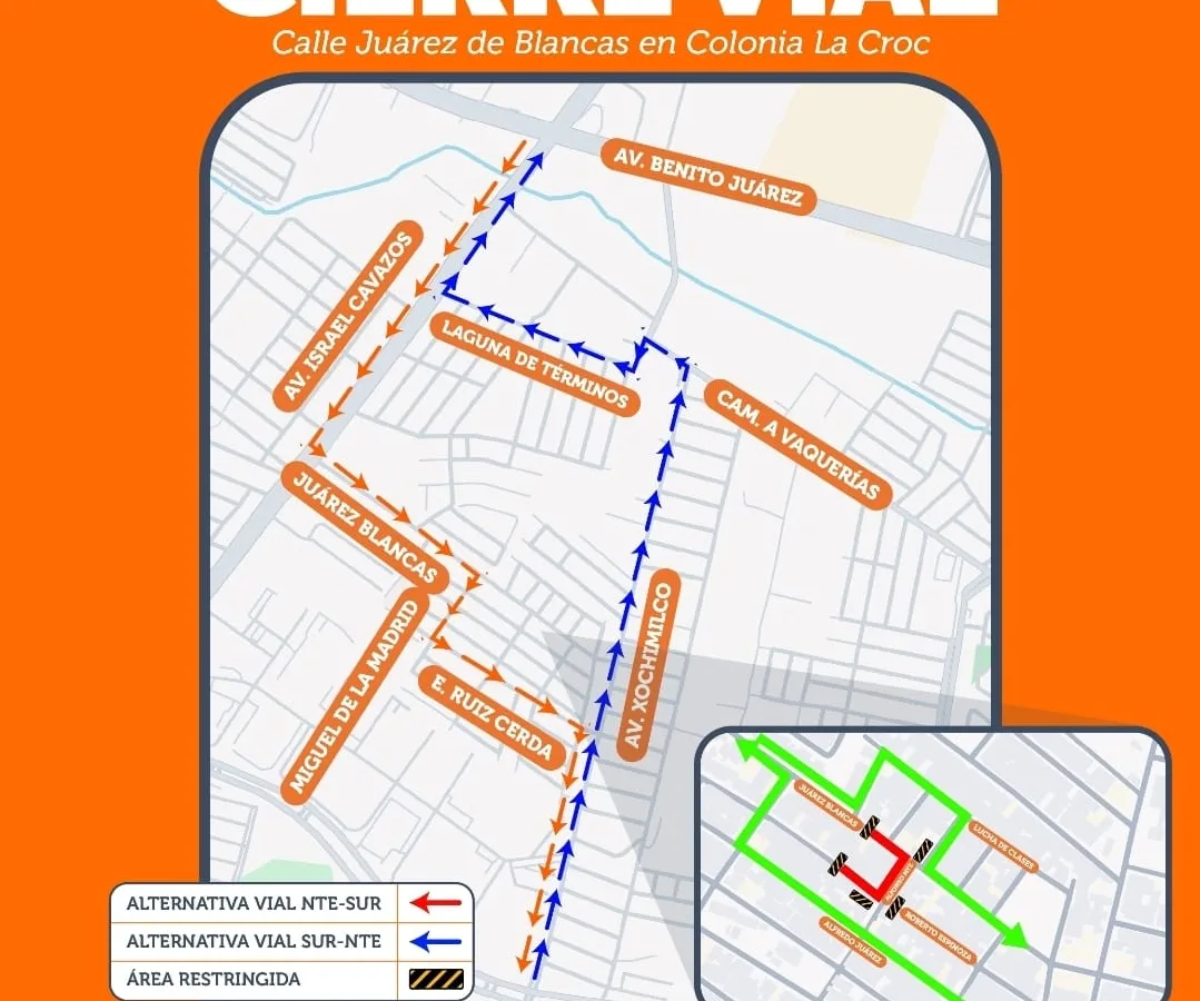Calle cerrada por obras de drenaje pluvial en Guadalupe, Nuevo León