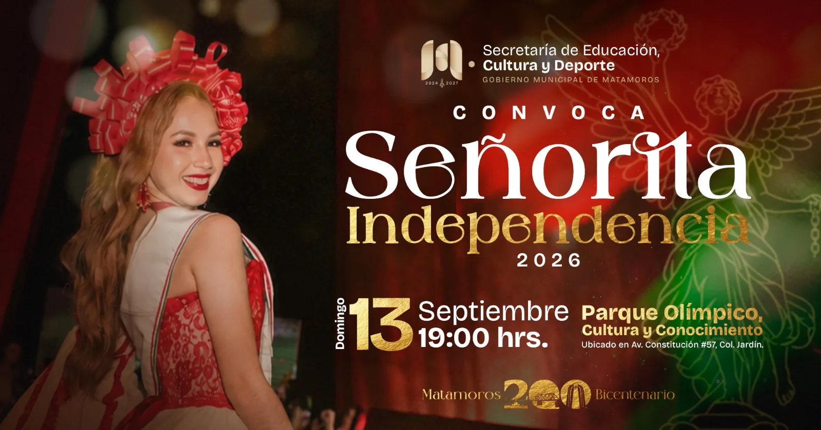 Convocatoria oficial del certamen Señorita Independencia 2026 en Matamoros