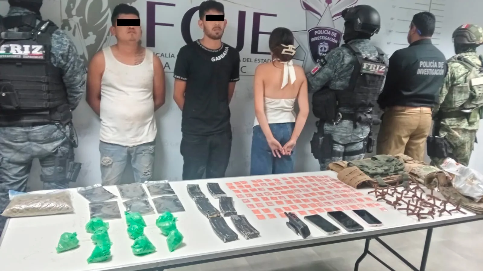 Tres detenidos y objetos asegurados en operativo en Fresnillo, Zacatecas