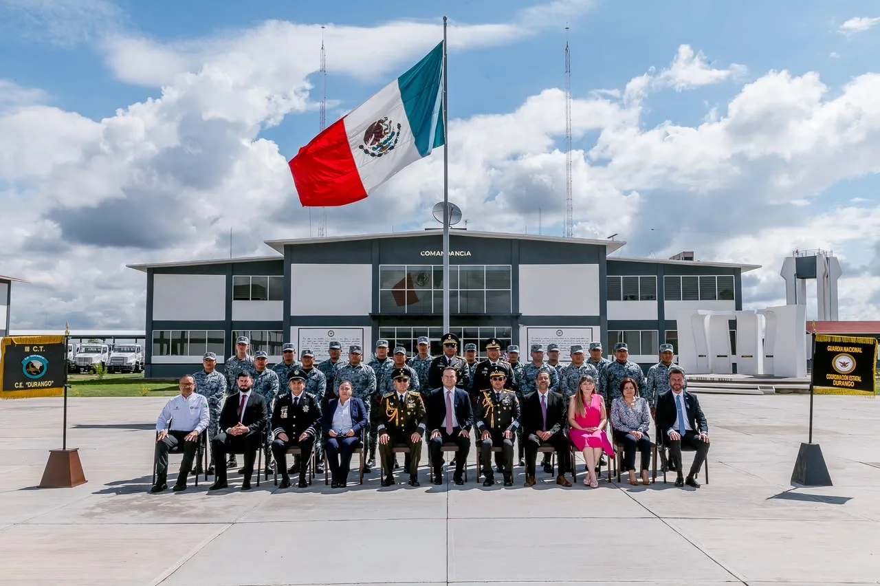 Ceremonia del séptimo aniversario de la Guardia Nacional en Durango con autoridades militares y civiles